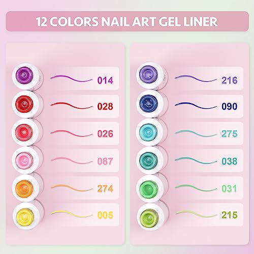 GAOY Rainbow Gel Polish Nail Art Liner Set #TOP22