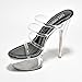 Women's Clear Strappy Stiletto Heels - Nude Platform Sandals with Ankle Strap | Pleaser (Kim) - Black Size 10