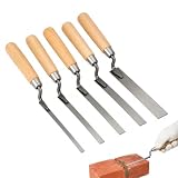 5 Stück Fugenkelle Set, Fugenkelle Aus Edelstahl, Größen 6/8/10/12/15 Mm, Fugenwerkzeug Für Ziegel Mit Holzgriff, Geeignet Zum Verfugen Von Mörtel, Fliesen, Zement Und Anderen Mauerwerksarbeiten