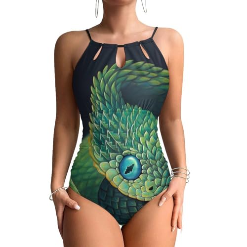 Maillot de bain contrôle ventre femme vert serpent monokini gainant et confortable