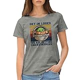 Vintage Get In Loser Baby Yoda We Are Getting Chicky Nuggies Damen Grau T-Shirt Size S