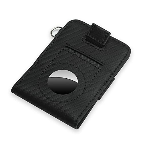 Hayvenhurst AirTag Wallet Holder - Minimalist Slim Front Pocket Wallet - Air Tag Genuine Leather Cash Credit Card Sleeve Wallet GPS Tracker (Black)3