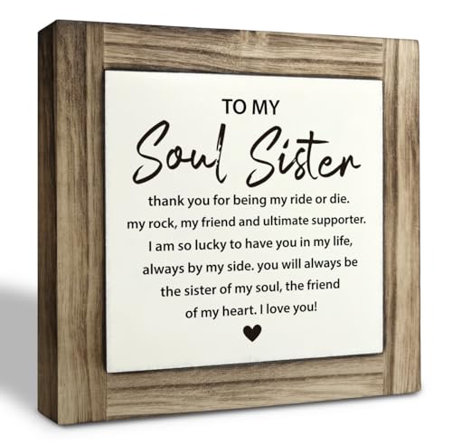 Friend Decor Sign, Friendship Gift, Box Wood Plaques Desk Décor, Soul Sister...