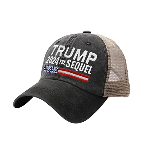 Runsmooth Casquette Trump 2024, Casquette de Baseball Unisexe Trump 2024 brodée, Casquette de Baseball Ajustable au Dos en Maille America pour Hommes et Femmes Cover