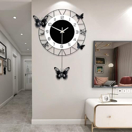 Image of Stylish Metal Analog Wall Clock for Living Room, Bedroom, Office, Kitchen, Home and Hall | Antique Fancy Big Size Modern Wall Watch for Home Decor (Style-25, 40CM)