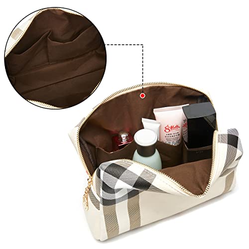 Large Makeup Bag For Purse Luxury Women Cosmetic Bags Designer Make Up Pouch For Toiletry Travel Organizer (Beige) #TOP3