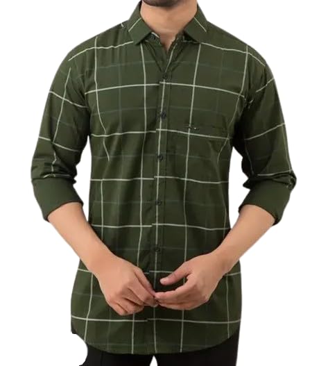 Image of Men's Cotton Casual Shirt, Brown, Full Sleeves, Regular Fit