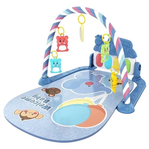Tapete Infantil de Atividades Sensorial para Bebê Interativo com 5 Móbiles e Piano Musical com Som e Luzes (Azul) Tapete Infantil de Atividades Sensorial para Bebê Interativo com 5 Móbiles e Piano Musical com Som e Luzes (Azul)
