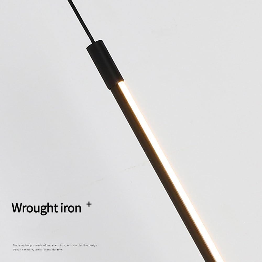 Lampadari da Camino a LED Neri per soffitti Alti Lampadario lineare Lungo sospeso Lampadario lineare Moderno dimmerabile Oro con Telecomando per Soggiorno Tavolo da Pranzo Ingresso RVVU