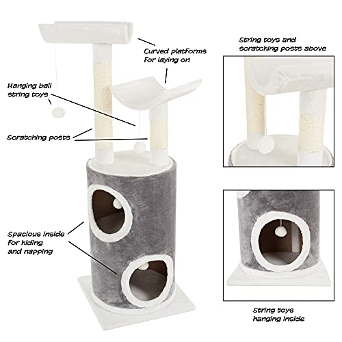 Torre para Gatos de 5 Niveles con Rascadores y Juguetes Gris miniatura 3