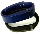 . Kleiner S 1pc Schwarz 1pc Navy (blau) Ersatz Bands + 1 GRATIS klein grau Lederband mit Verschluss für Fitbit FLEX Nur/Nein-Tracker/Wireless Activity Armband Sport Armband fit Bit Flex-Armband Sport Arm Band Armband