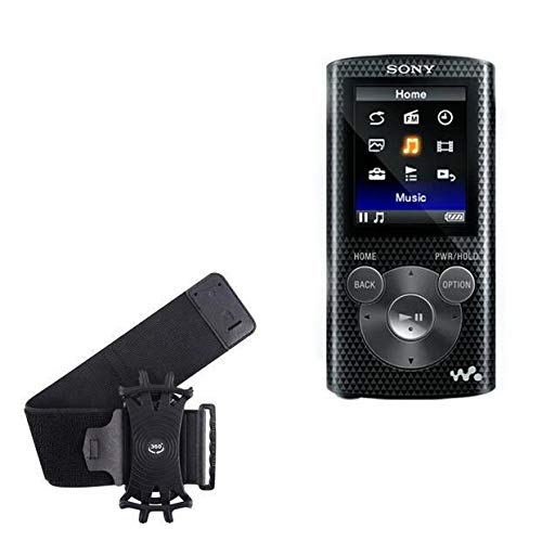 BoxWave Holster Compatible with Sony NWZ-E380 - ActiveStretch Sport Armband, Adjustable Armband for Workout and Running - Jet Black