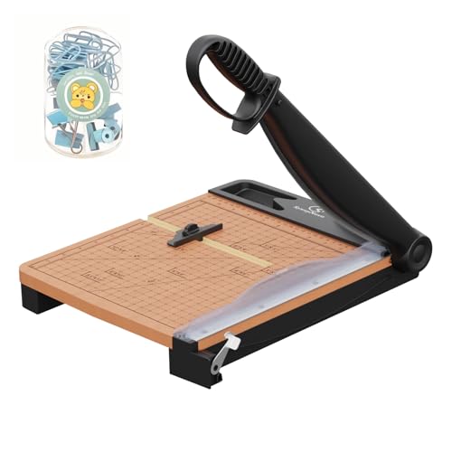 12 Inch Heavy Duty Paper Cutter, Wood Guillotine Paper Cutter & Paper Trimmer, 30 Sheets Capacity Paper Cutting Board for Classroom, Crafting, Cardstock Black