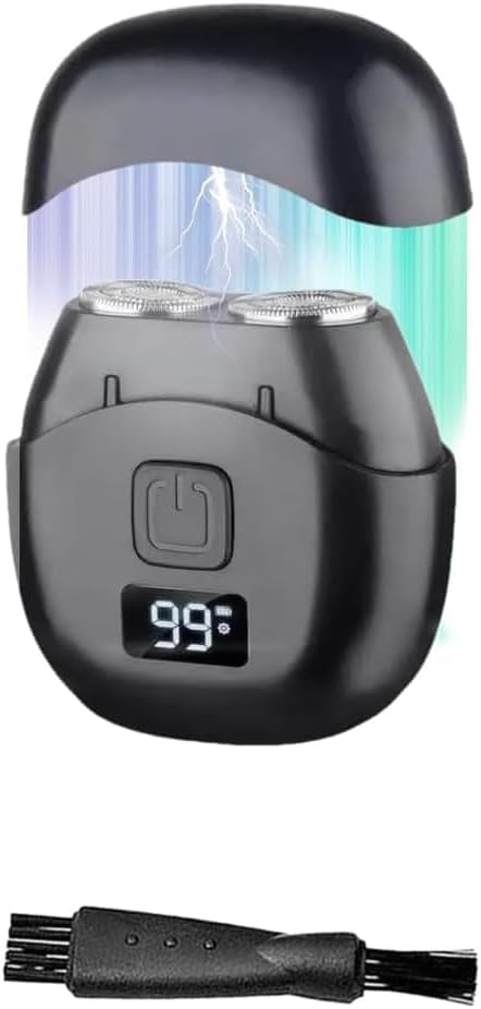 Image of Electric Shvers for Men,Mini Electric Razor with Dual-Head, USB-C Quick Charge & Waterproof, LED Display Pocket Travel Shaver (Black)