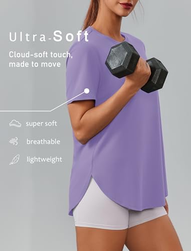 Image of PINSPARK Workout Tops for Women Short Sleeve Athletic Shirts UPF 50+ Quick Dry Running Outfits for Exercise Gym Hiking S-3XL