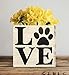 Lea Joelle Handmade Paw Love Succulent Planter, for Cat and Dog Lovers, Veterinarian, Decorative Bin (4 Square inches, Whitewashed Wood)