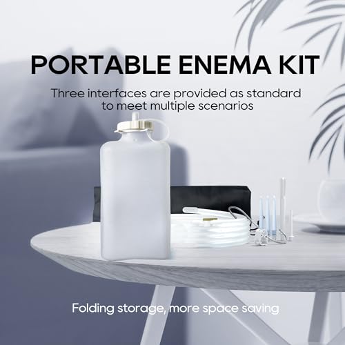 Image of Silicone Enema Bag Kit, 2 Quart Capacity, 6.3ft Hose, 5 Enema Tips, Flow Valve Coffee enemas for Colon Cleanse Men and Women