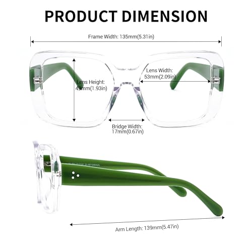 Image of Zeelool Oversized Square Glasses Frame for Women Men with Non-prescription Clear Lens JGA962156