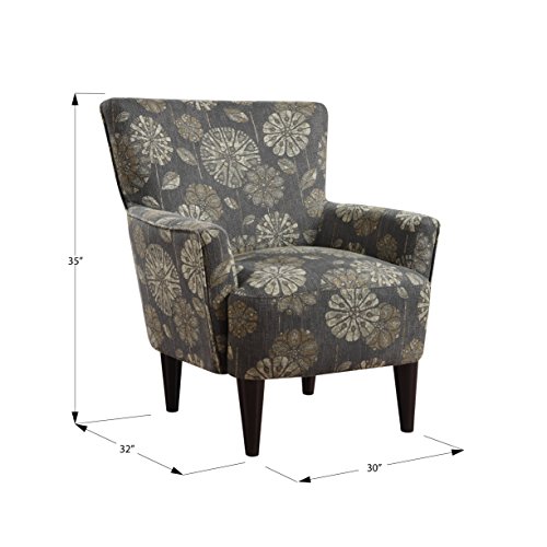 Emerald Home Flower Power Cascade Pewter Accent Chair with Flared Arms and Welt Trim