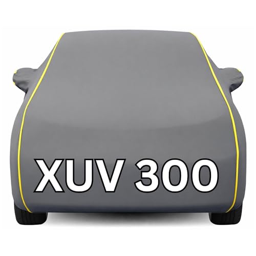 Image of Kayme Premium Grey XUV300 Car Cover Waterproof for (All Models & Variants - Petrol, Diesel, CNG & EV) |Speacially Custom Fit with Mirror Pockets |All-Weather Protection - Outdoor Car Body Cover