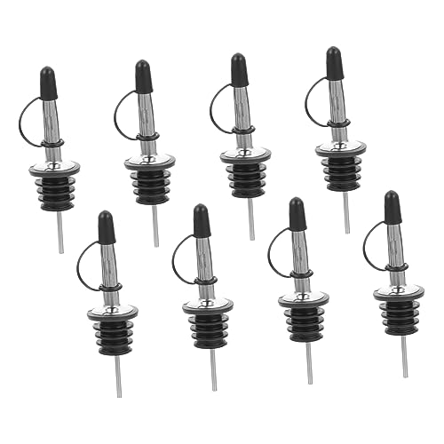 MOLUCKFU 10pcs Hooded Wine Pourer Wine Spout Pourer Bottle Spout Pourer Beverage Bottle Stopper Bartender Bottle Pourer Household Wine Chamber Pourer Wine Bottle Caps Black Stainless Steel