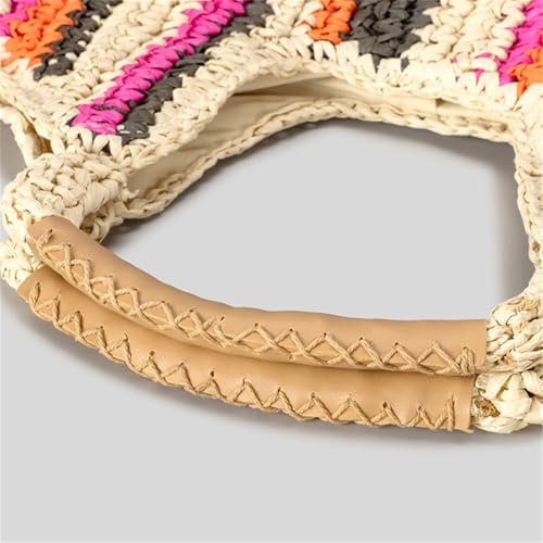 Bolso Tote de Playa Tejido a Rayas para Mujer miniatura 3
