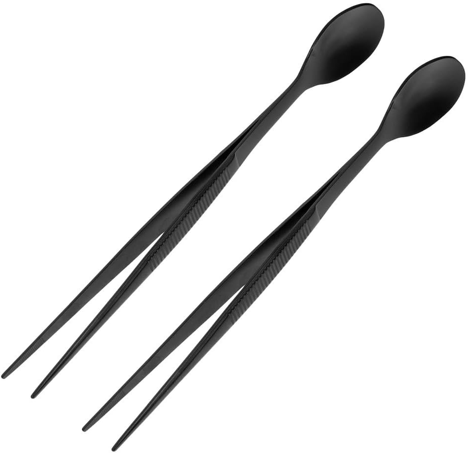 Luxshiny 2Pcs Stainless Steel Tasting Spoon Tweezers