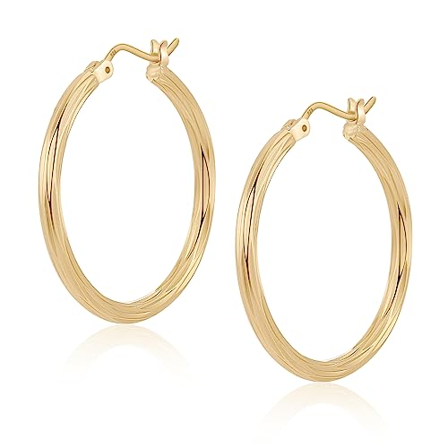 ToHeart 14k Twisted Hoop Earrings for Womens Hypoallergenic Small Gold Plated Hoop Earrings