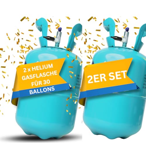 Brogaz 2x Ballongas [für 60 Luftballons]– Helium Balloon Gas für bis zu [60 Luftballons] – Ballongas - 2x Helium Gasflasche klein inkl. STAHLMANN ® Informationsblatt