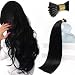 Sunny 24Inch Jet Black #1 Remy I Tip Stick Human Hair Extensions 50 Strands Fusion Hair Extensions with Salon Style