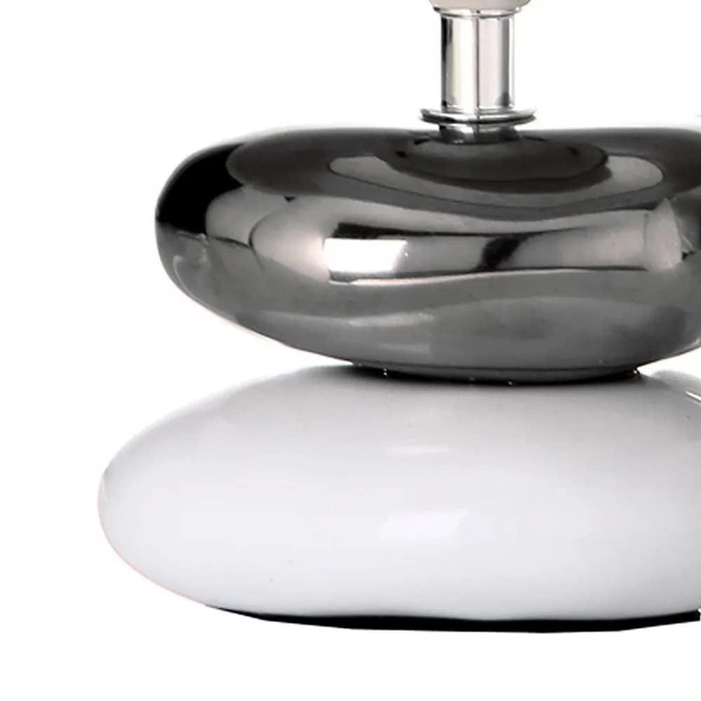 Brubaker Lampada da Tavolo o da Comodino Silver Stone Ring - Lampada da Tavolo Moderna con Base in Ceramica - Altezza 42,5 cm, Grigio Cromo