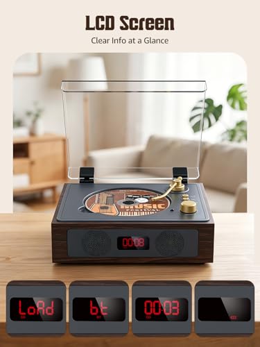 Image of CD Player with Built-in Speakers Bluetooth Retro Portable CD Players for Home Music Player with Remote Control Headphone Jack (Walnut Brown with LCD Screen)