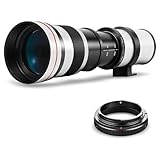 High-Power 420-800mm f/8.3 HD Manual Telephoto Lens for Nikon D500, D600, D610, D700, D750, D800, D800e, D810, D810a D850 D3400 D5000 D5100 D5200 D5300 D5500 D5600 D7100 D7200 D7500 DSLR (White)