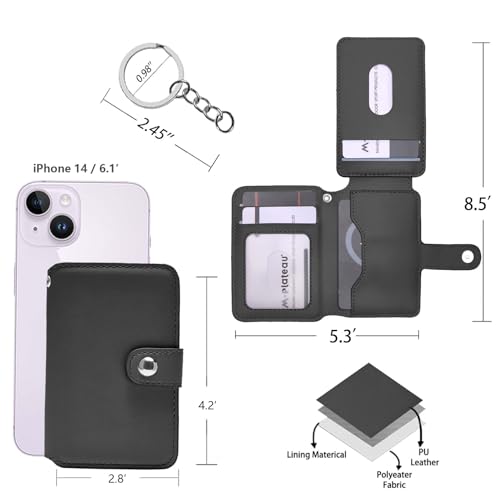 Wallet Women Small, Minimalist Wallet for Men, Keychain Wallet with ID Card Holder (Dark Black)2