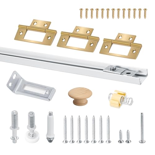 Moosyne 36 Inch Bifold Door Hardware Kit with Track, Closet Door Track Repair Tool Kit, Metal Track Kit for Bi-fold Door Use (36 Inch)