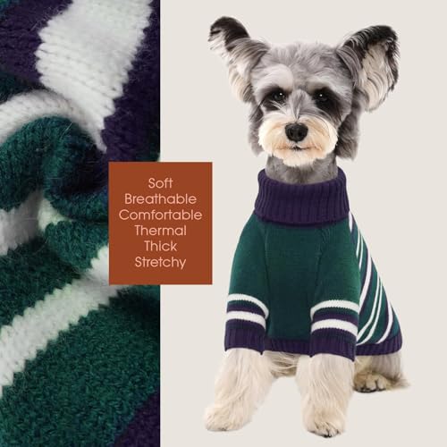 Kuoser Dog Sweater,Warm Dog Sweaters for Extra Large Dogs,Turtleneck Thick XXL Dog Sweater Christmas Outfit,Pet Winter Clothes Doggie Knitwear Girl Boy for Holiday Thanksgiving,Green&Navy Strips 2XL - Image 5
