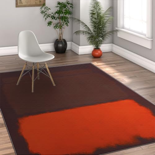 Tapis doux rouge et brun 90x150cm lavable pour habiller vos sols intérieurs - 4