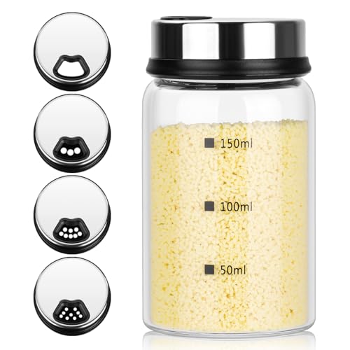 Produktfoto von OZYAN Gewürzgläser mit Drehdeckel, Borosilikatglas Gewürzstreuer, 150ml Gewürzdosen mit 4 Arten von Gewürzlöchern&hellip;
