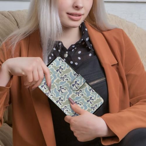 Image of COEQINE Ladies Wallets Pink Leopard Heart Black Printed Leather Phone Long Clutch Purses Check Coin Change Holder