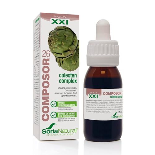 Soria Natural Composor 26 Colestén Complex – Con Extractos de Alpiste, Alcachofera y Levadura Roja de Arroz – Ayuda a Normalizar los Niveles de Colesterol – Salud cardiovascular - 50ml