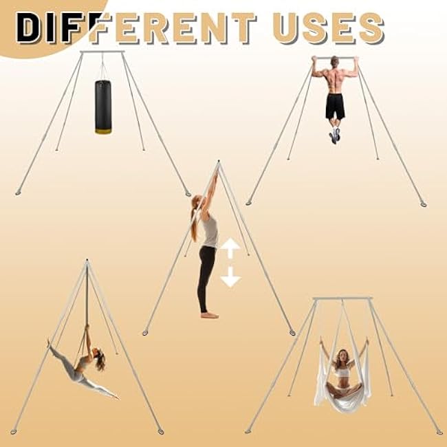 HECASA 8.1 FT Aerial Yoga Stand 550lbs Max Capacity for Indoor and Outdoor Fitness Bodybuilding Height Adjustable for Yoga Frame & Yoga Hammock