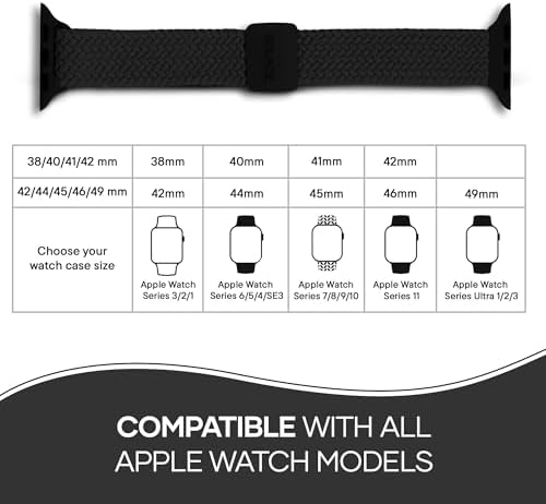 Solace Bands Slim Imperium Adapt Adjustable Nylon Braided Watch Band - Compatible w/All Apple Watches - Solace Apple Watch Bands for Women & Men - Smart Watches Band Series 11 10 9 8 7-1 SE - (Agave) - 2
