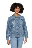 4 poches Angel of Style Femme Veste en Jean, Motif Taches de Peinture, col Chemise et Manches Longues, Coupe Classic Fit Bleu Jean 56 830063902-54