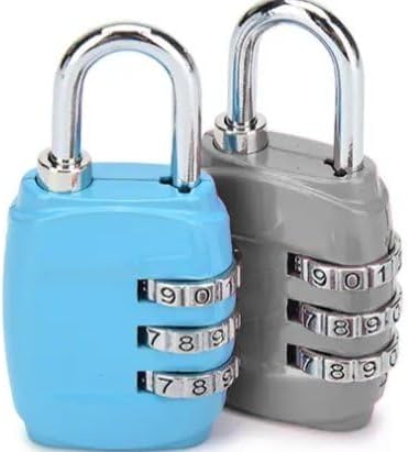 Miniatura 5 de Paquete de 2 cerraduras de combinación de 3 dígitos – Cerradura de equipaje reajustable para mochila, gimnasio, casillero escolar y viajes – Candado