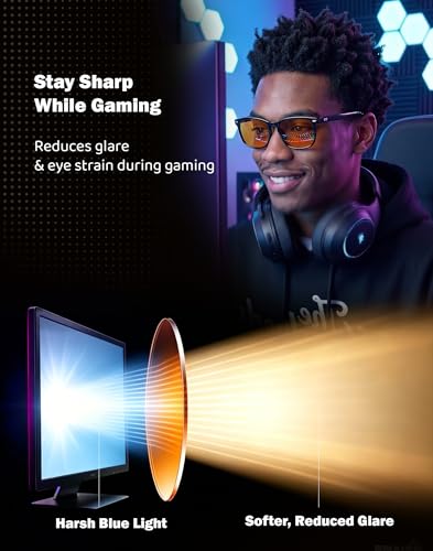 Image of TIJN Premium Blue Light Blocking Glasses for Women Men Computer Gaming Use | Square TR90 Frame Nerd Eyeglasses Anti Blue Ray with Red, Orange, Clear Lens for Computer, Phone, TV and Evening Screen Use