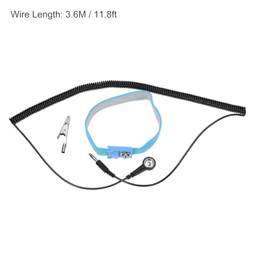 Image of MECCANIXITY 2 Pack ESD Anti Static Wrist Strap 12 inch Circumference Adjustable Antistatic Bracelet Set Wire Alligator Clip for Computer Electronics Repair