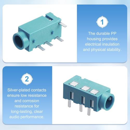 uxcell 10 piezas conector jack estéreo 1/8" 3.5mm 4 pines miniatura 3