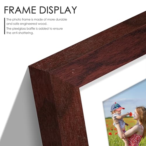 Image of DUENPY 8.5x11 Double 5x7 Picture Frame Double Picture Frame Displays Two 5x7 inch Photos Available Horizontal Wall Mounting Display and Vertical Redwood