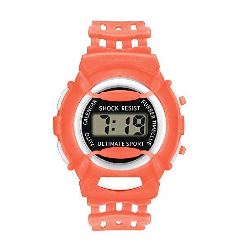 Reloj de pulsera digital LED electrónico para niñas, reloj analógico deportivo para niños de 11 a 15 años, naranja, One Size