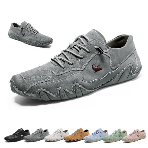 Handgemachte Niedrige Beck Schuhe, Damen Outdoor Wasserdicht Rutschsichere Leichtgewichtige Atmungsaktive Casual Flache Unterseite Slip-On Komfortable Barfußwanderschuhe(Grau,40 EU)